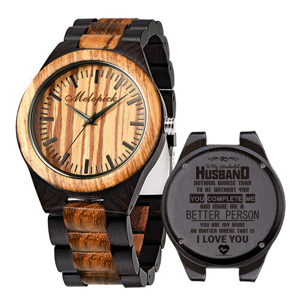 Engraved Wooden Watch For Husband